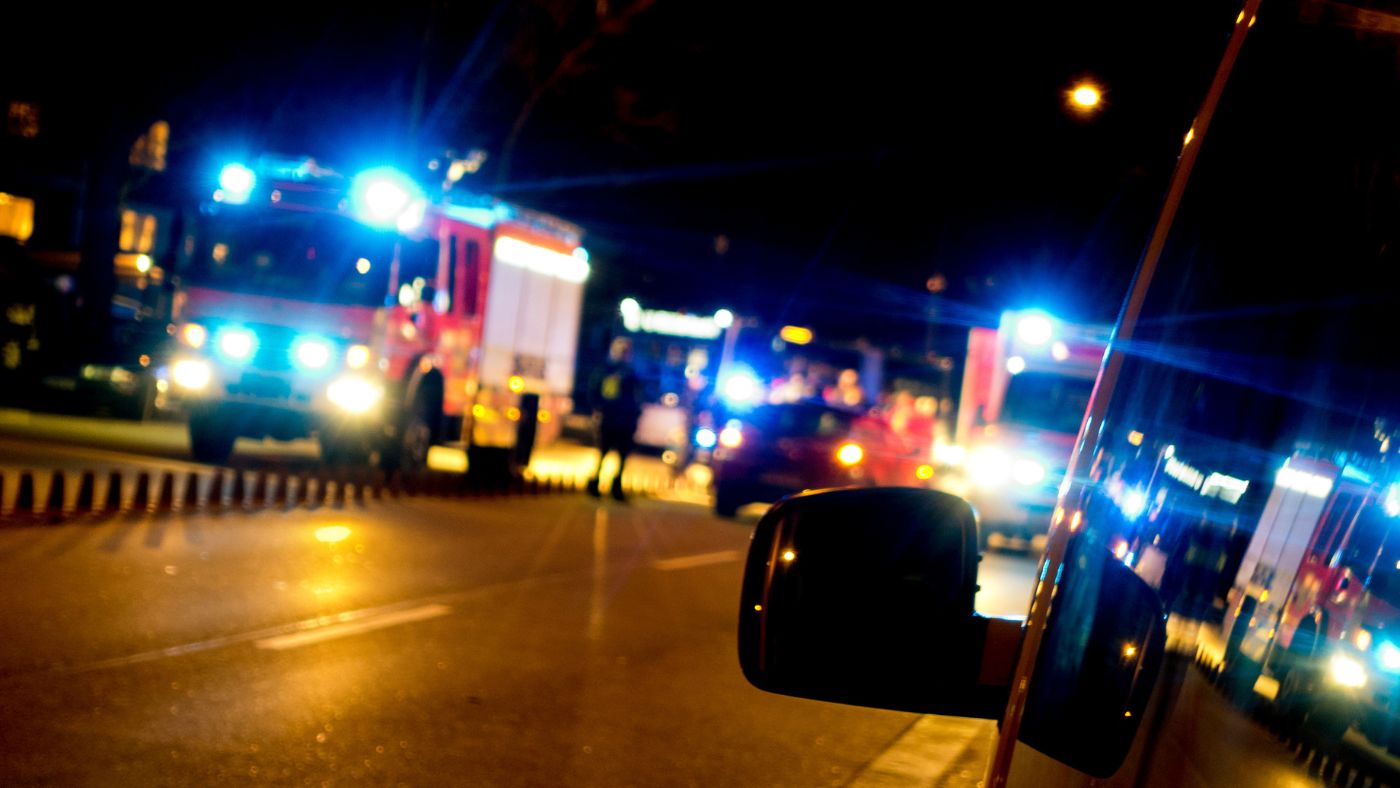 emergency service vehicles on road