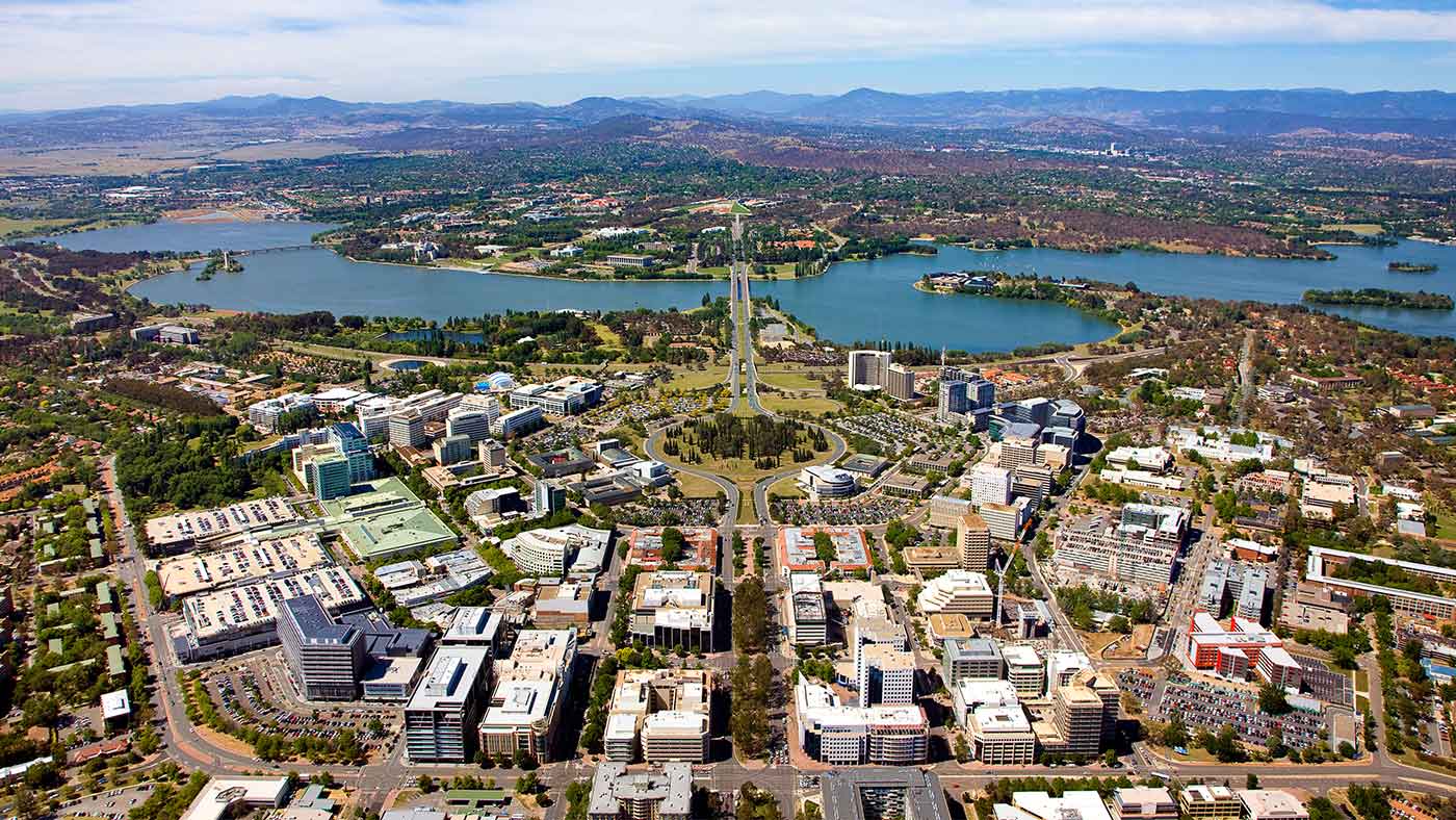 Aerial view of Canberra