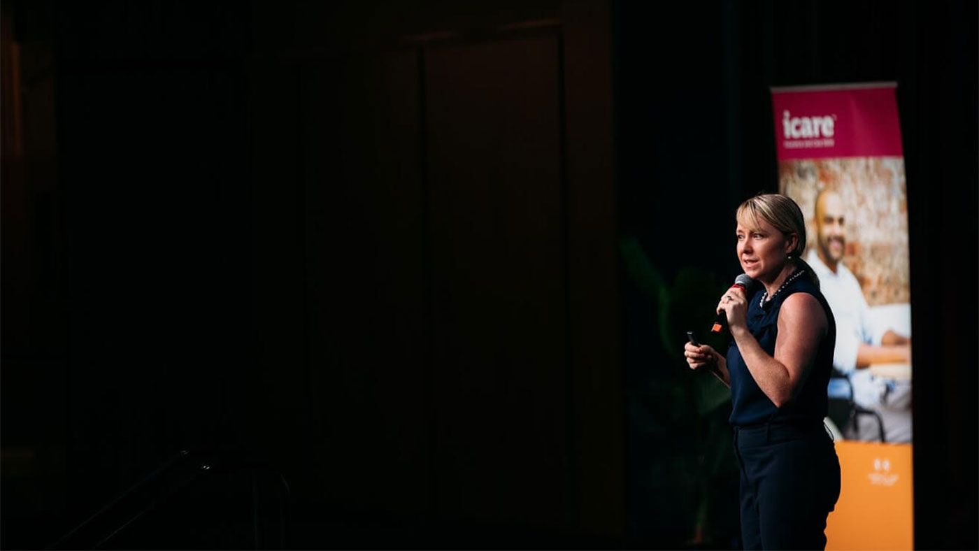 icare’s Injury Prevention Manager Jennifer Cameron helps participants build a mentally healthy workplace.