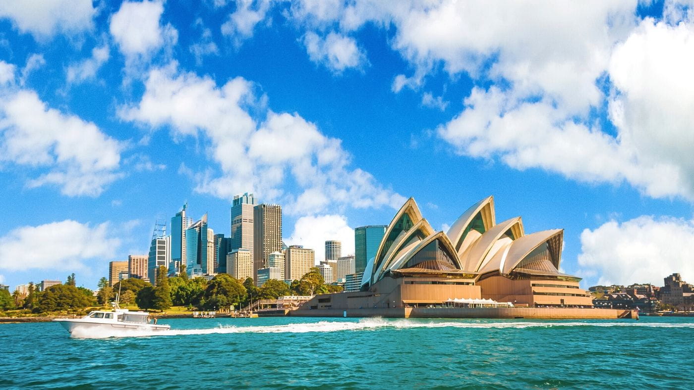 View of Sydney city skyline and Opera House