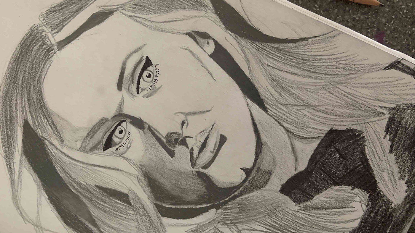 A drawing of the musician Adele by Shine Art Prize entrant Alyssa Kelly
