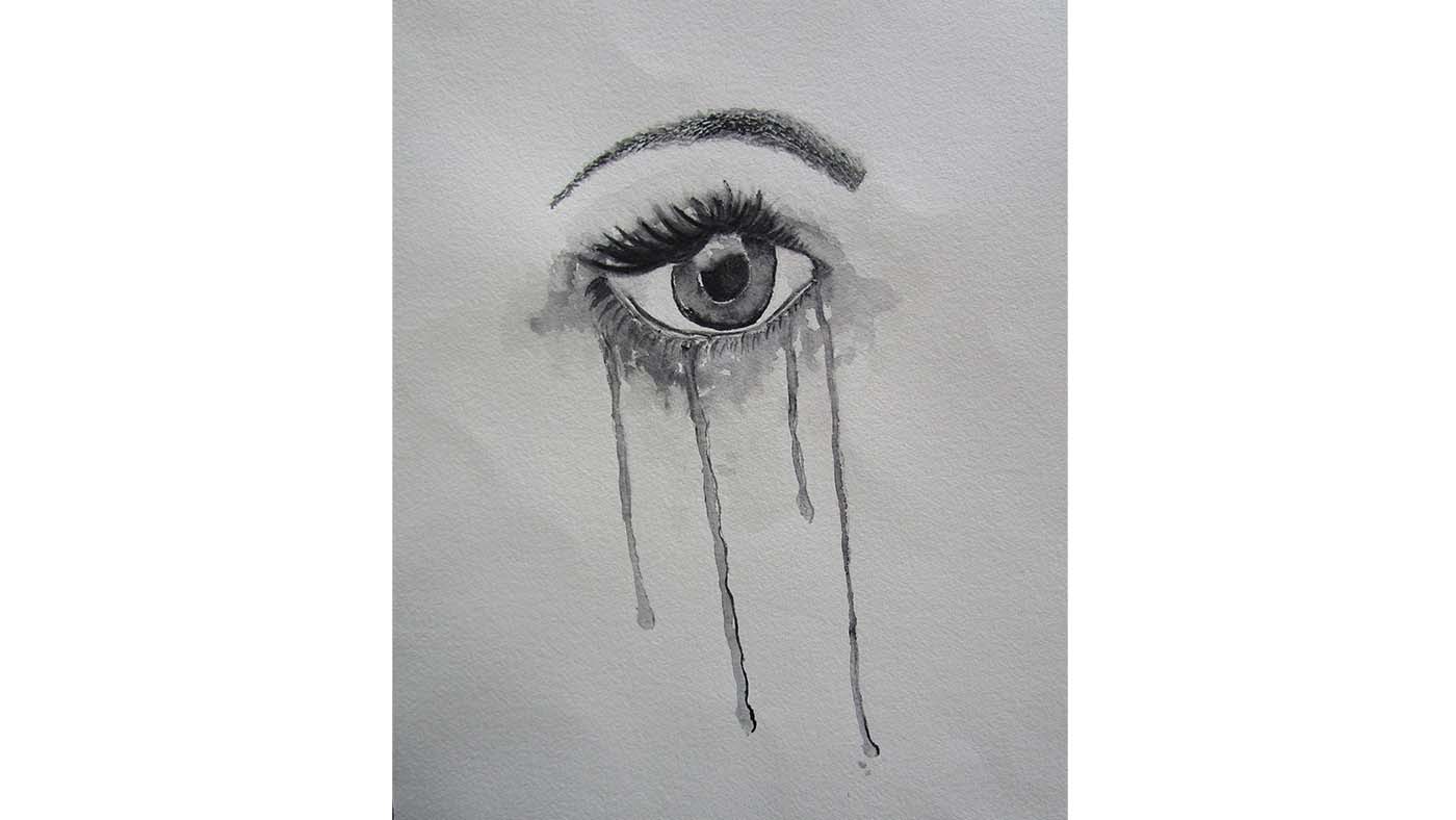 A drawing of a crying eye by Shine Art Prize entrant Asha Prasad